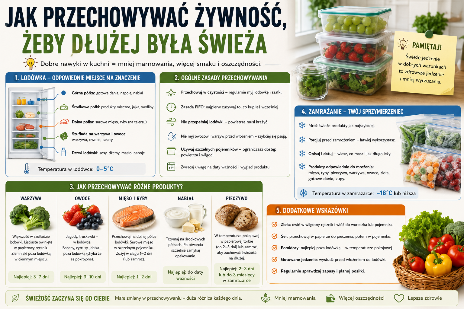 Jak przechowywać żywność, żeby dłużej była świeża
