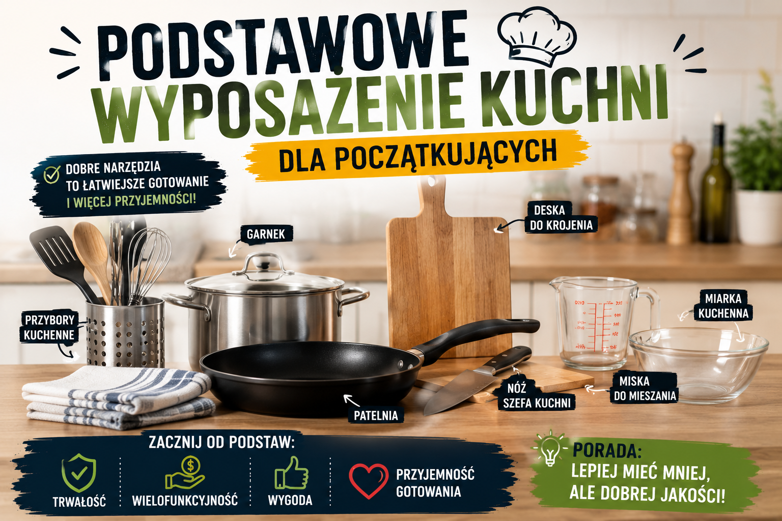 Podstawowe wyposażenie kuchni dla początkujących