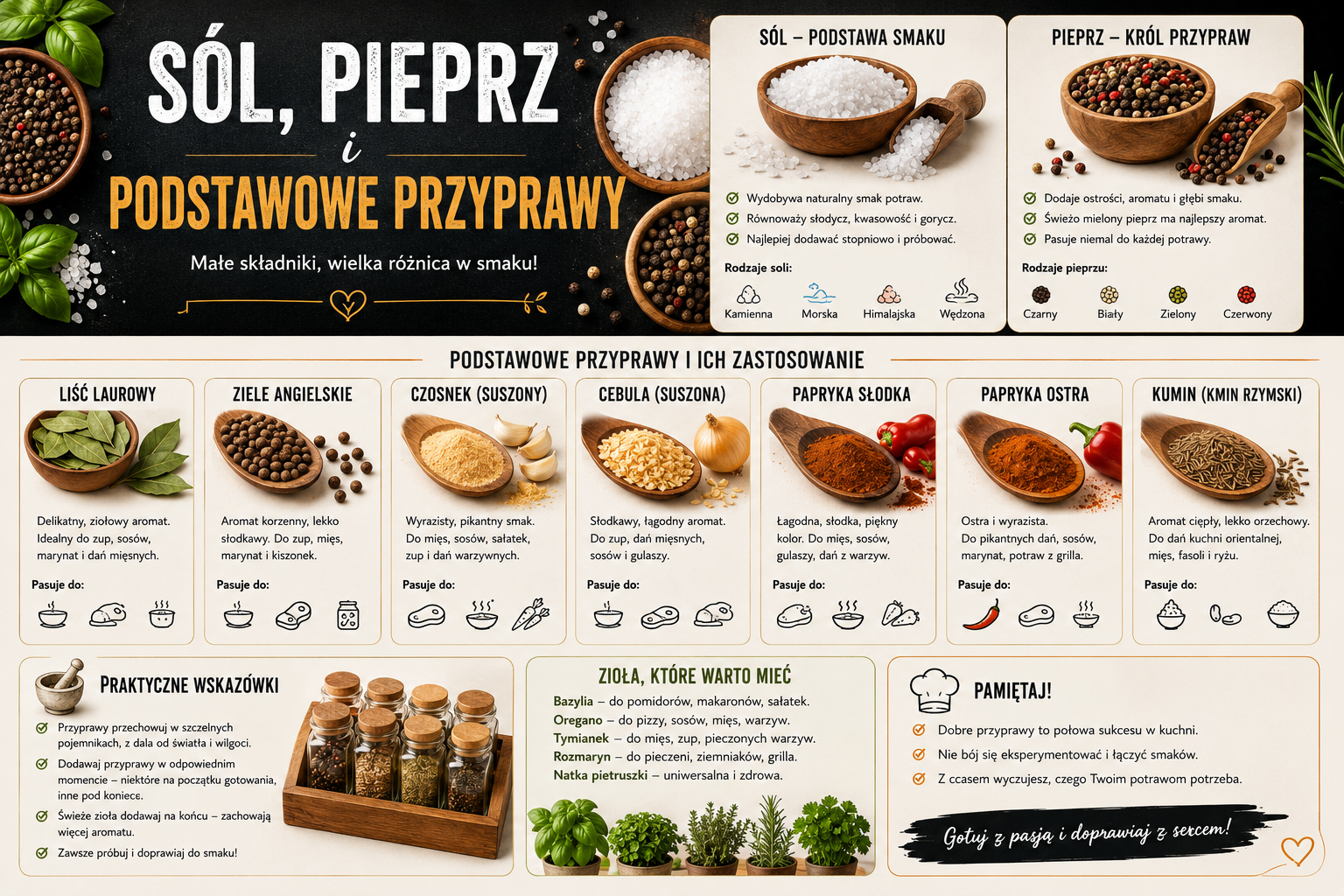 Sól, pieprz i podstawowe przyprawy